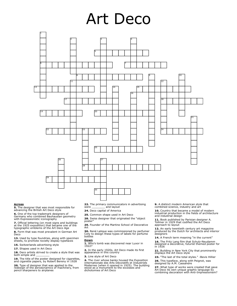 Art Deco Crossword