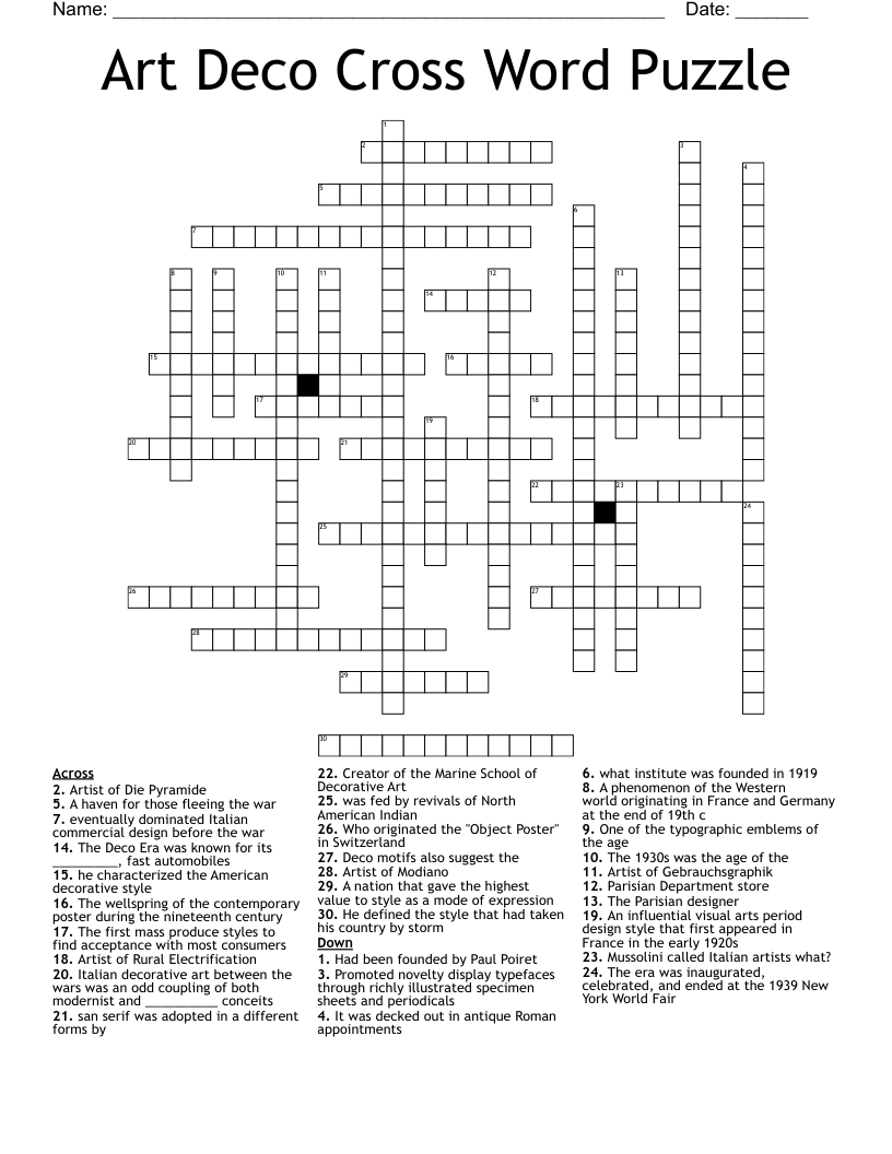 Art Deco Cross Word Puzzle