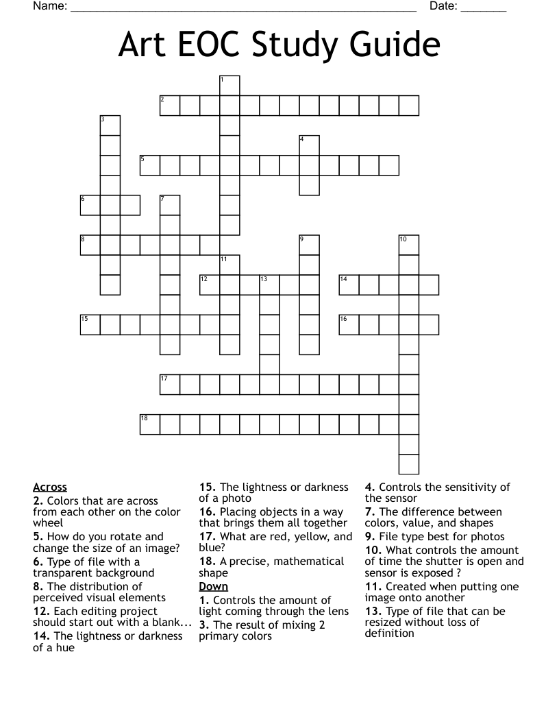 Art EOC Study Guide Crossword