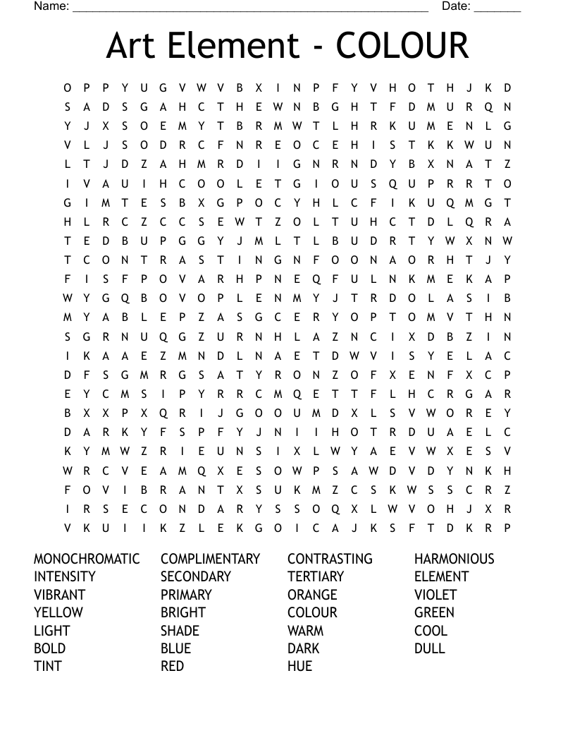 Art Element - COLOUR Word Search