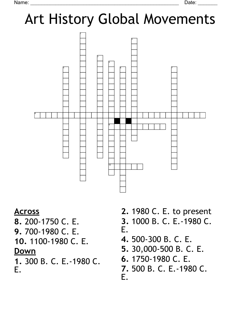 Art History Global Movements Crossword