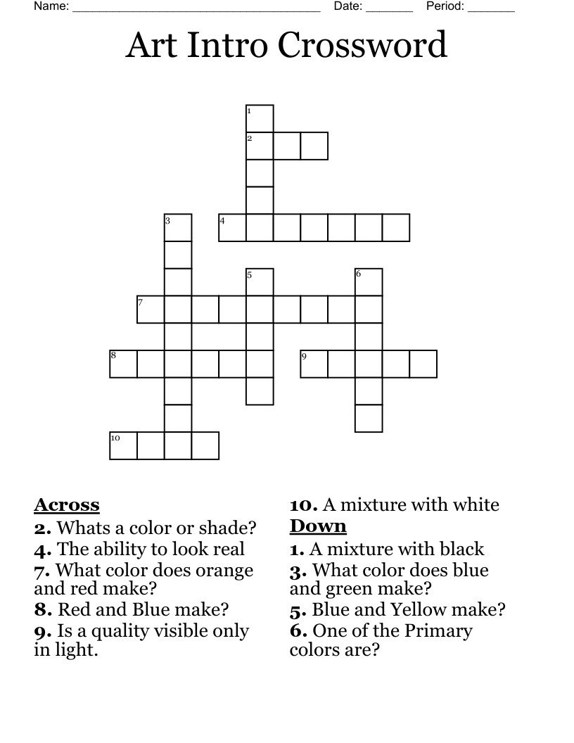 Art Intro Crossword