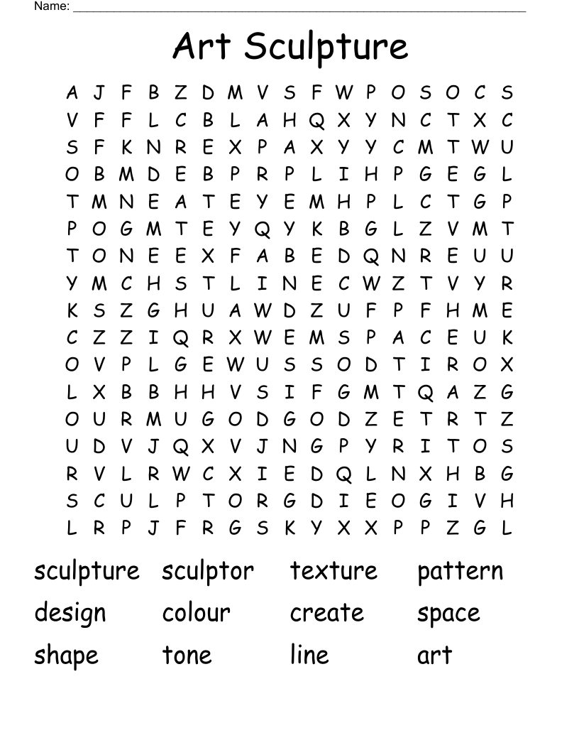 Art Sculpture Word Search
