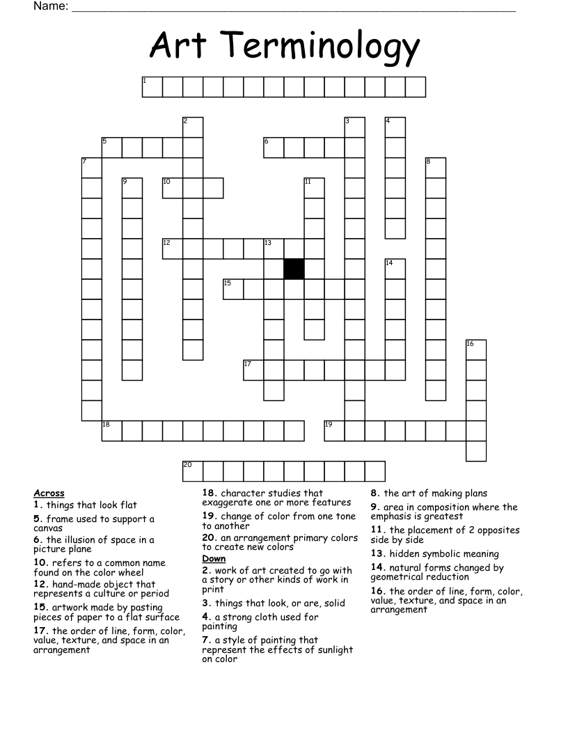 Art Terminology Crossword
