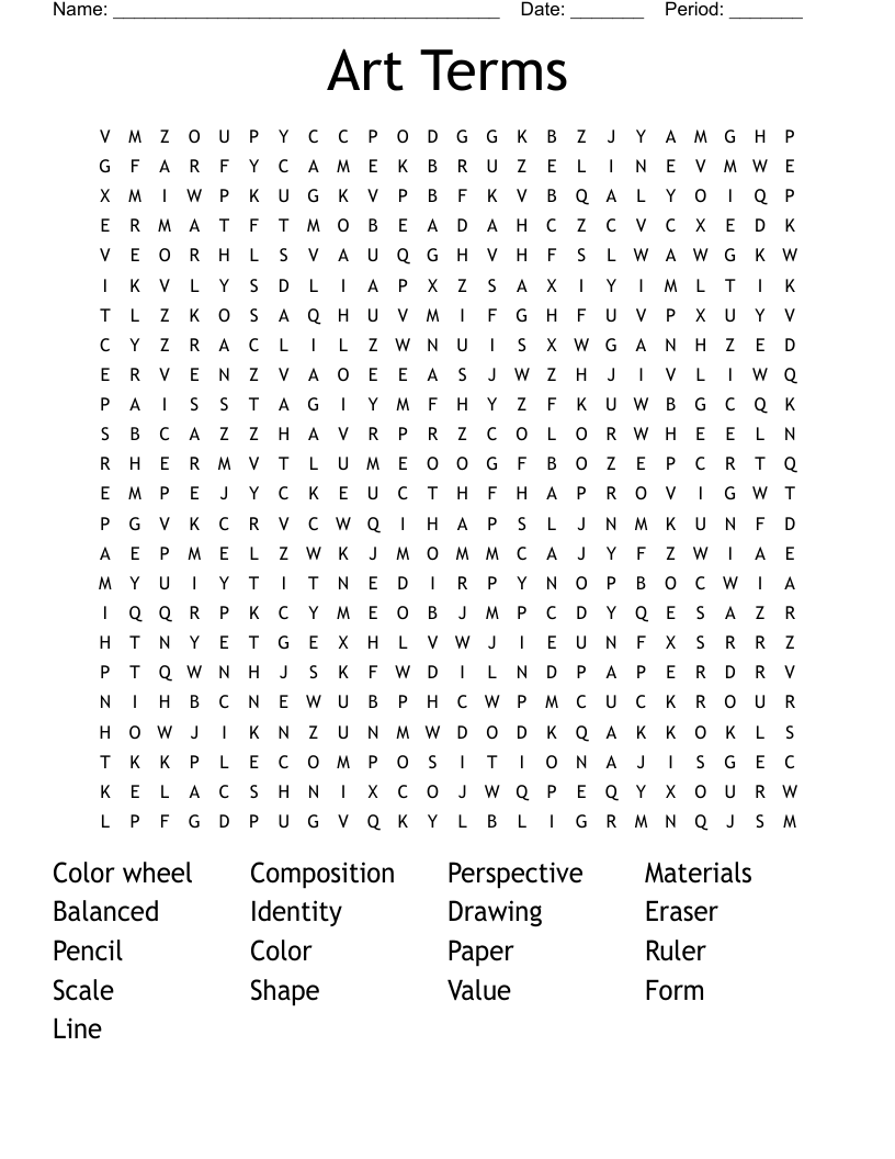 Art Terms Word Search