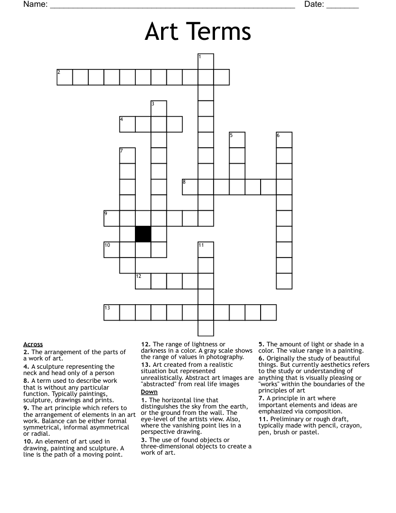 Art Terms Crossword