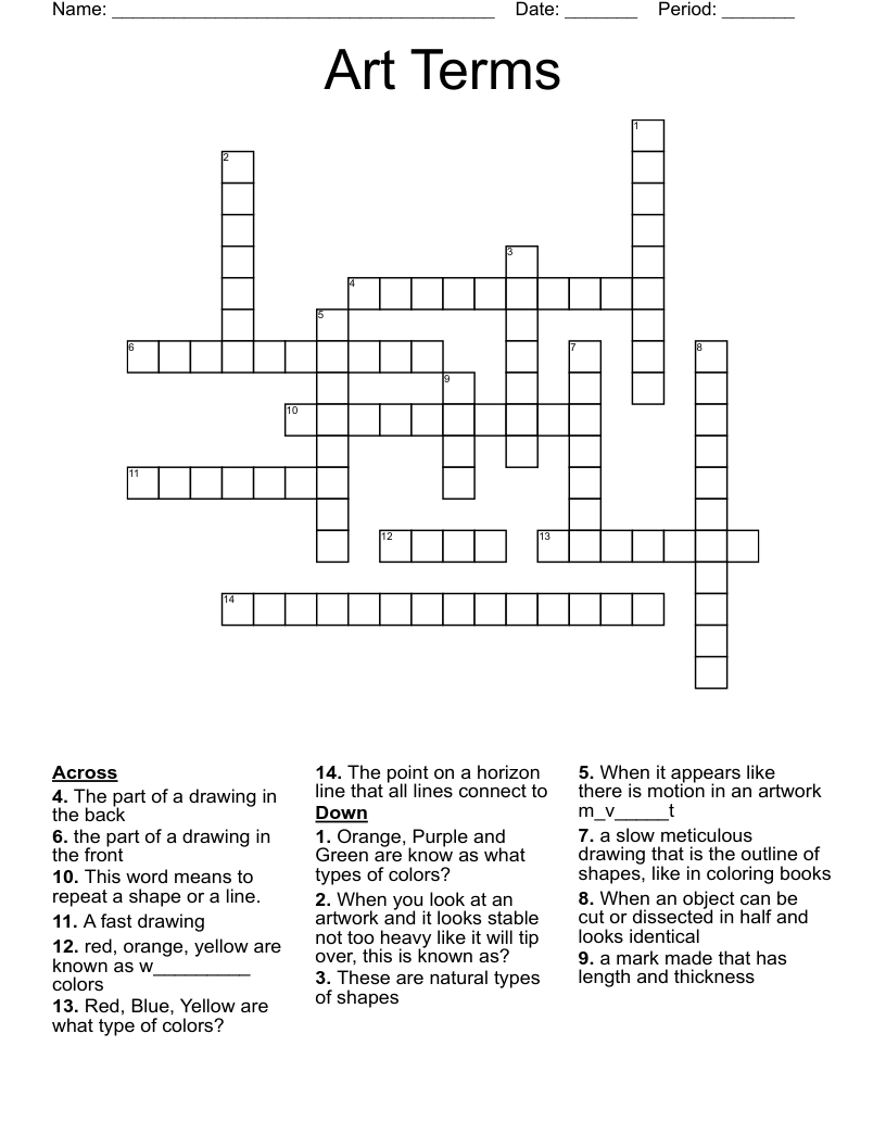 Art Terms Crossword