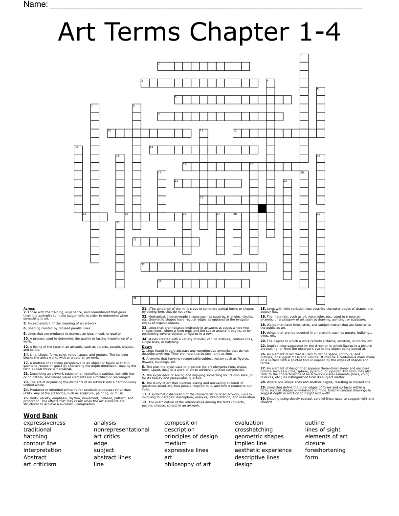 Art Terms Chapter 1-4 Crossword