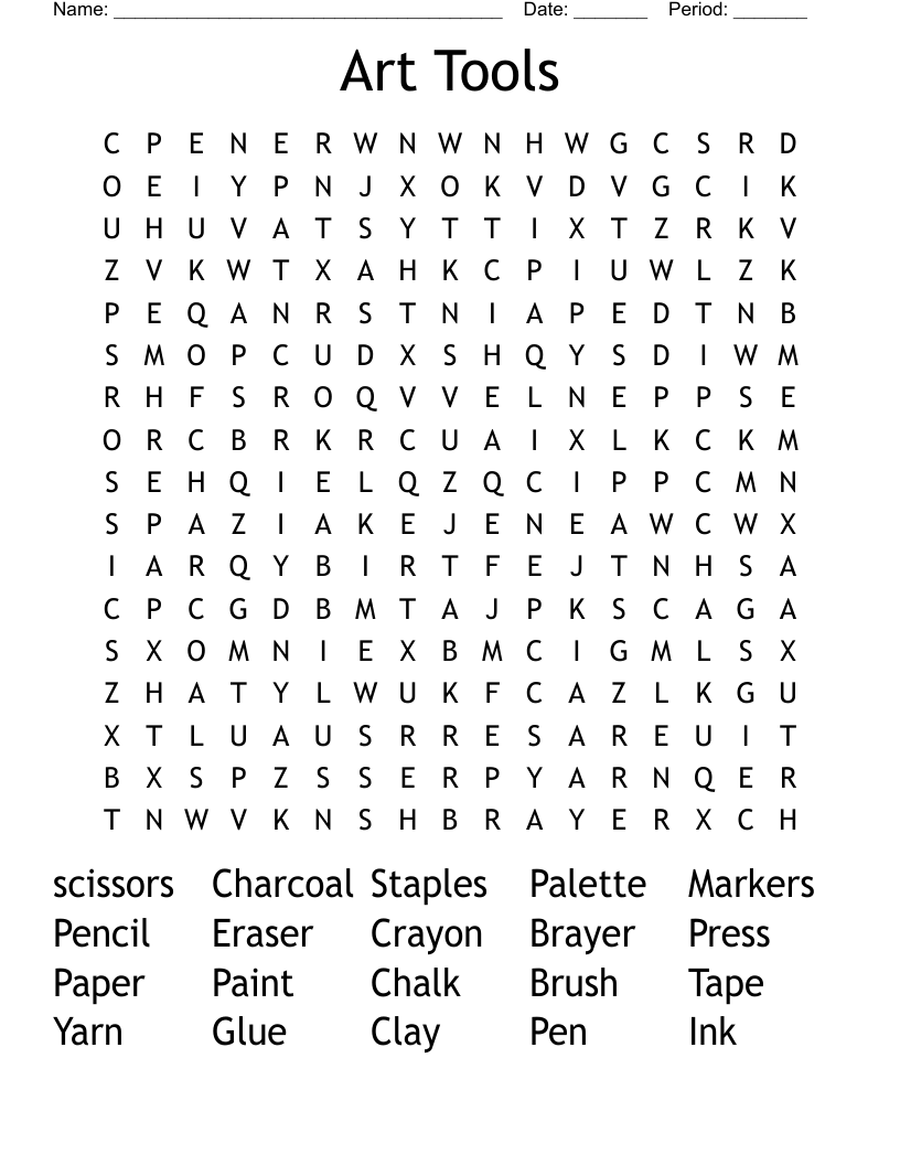 Art Tools Word Search