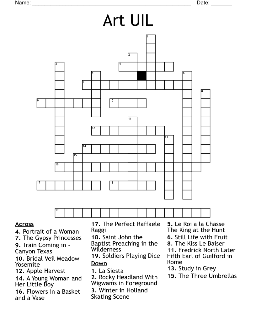 Art UIL Crossword