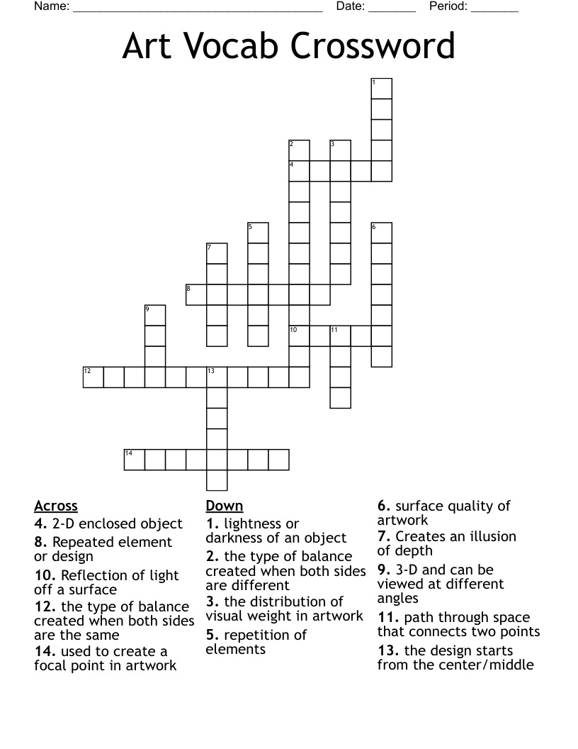 Art Vocab Crossword
