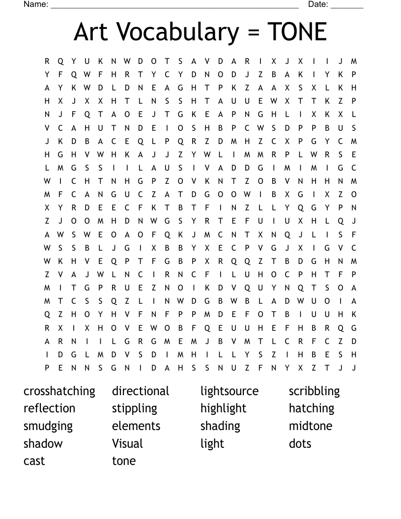 Art Vocabulary  = TONE Word Search