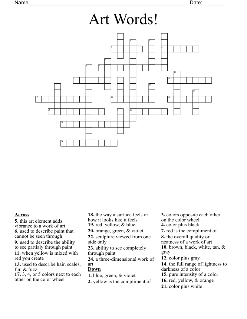Art Words! Crossword