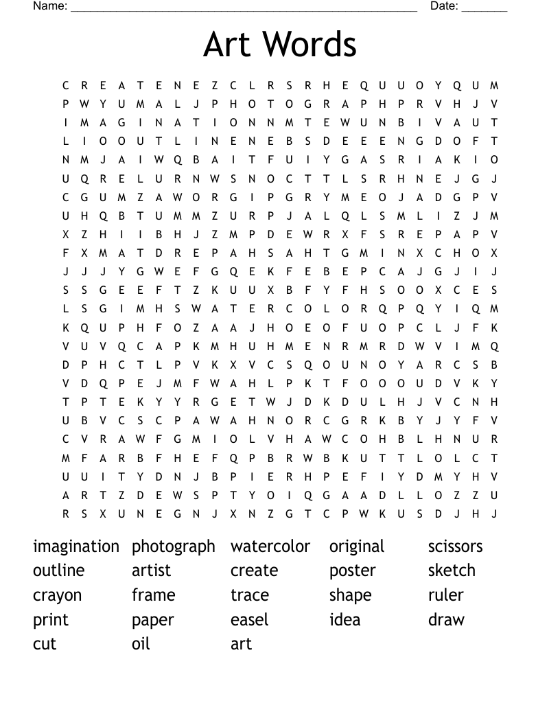 Art Words Word Search
