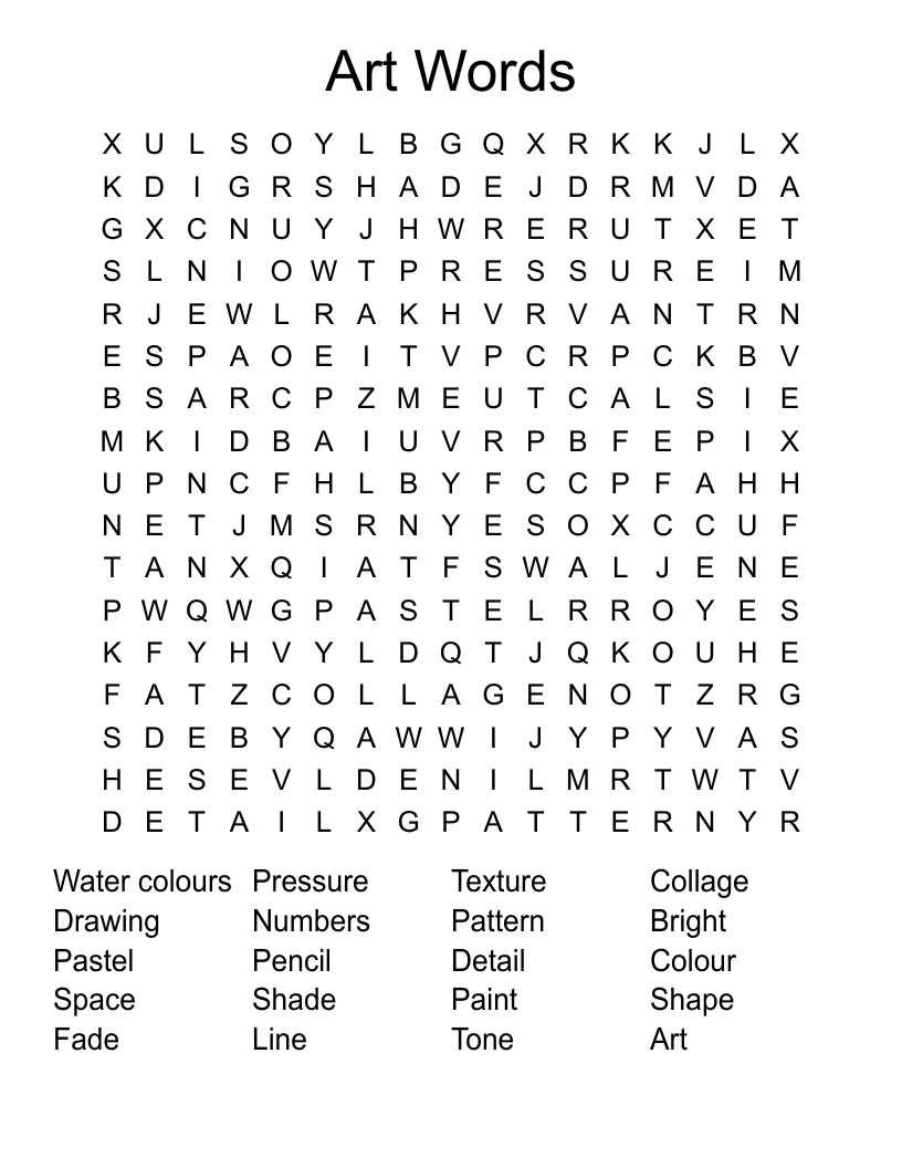 Art Words  Word Search