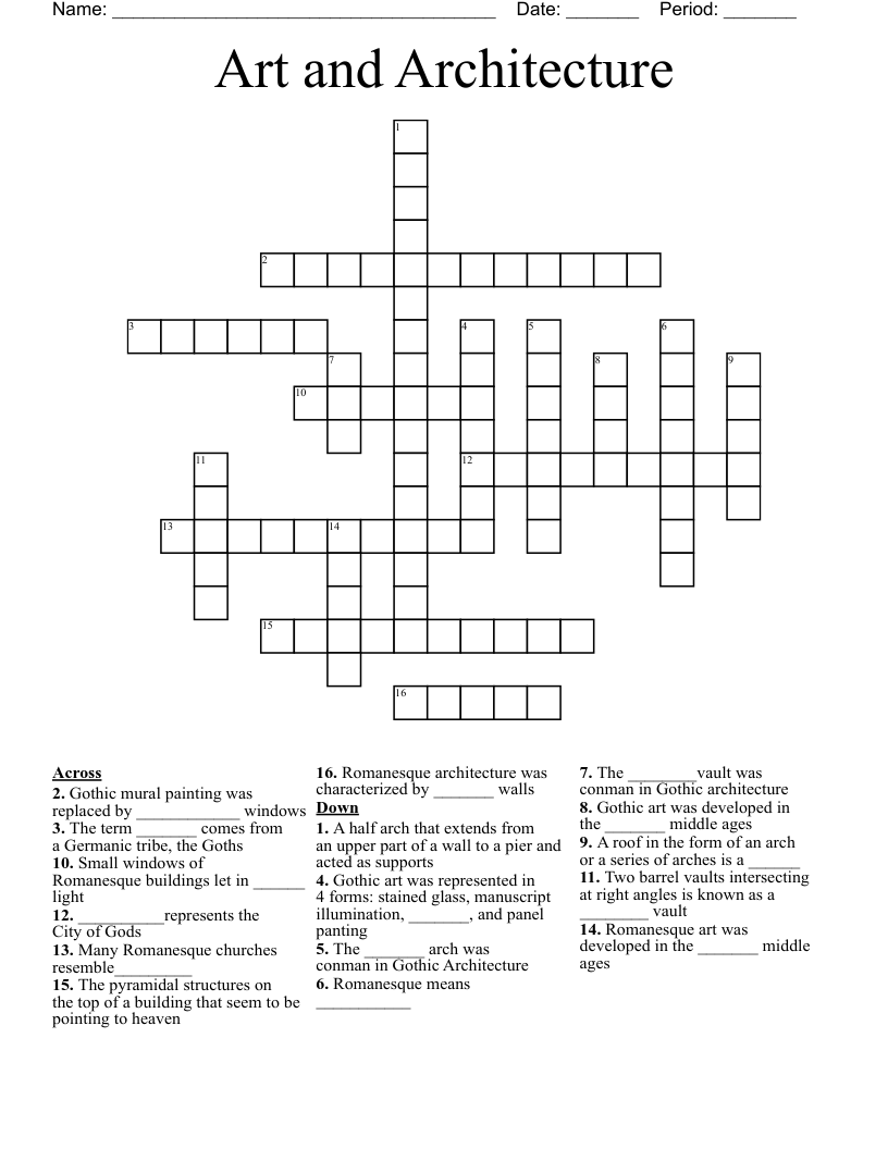 Art and Architecture Crossword