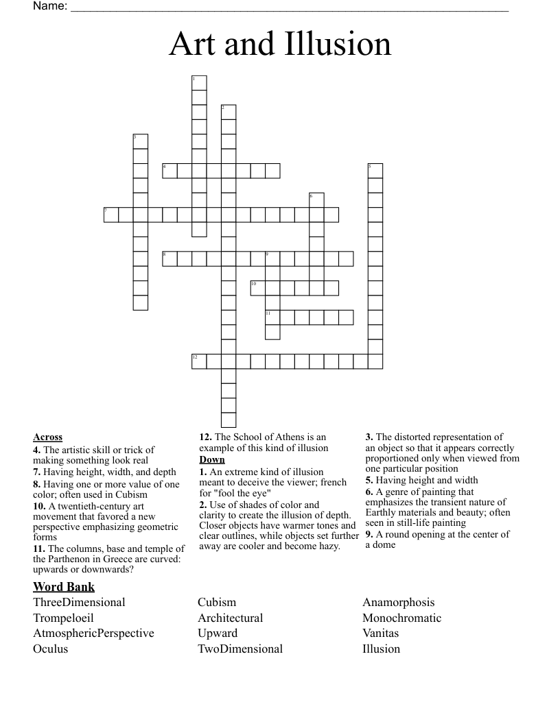 Art and Illusion Crossword
