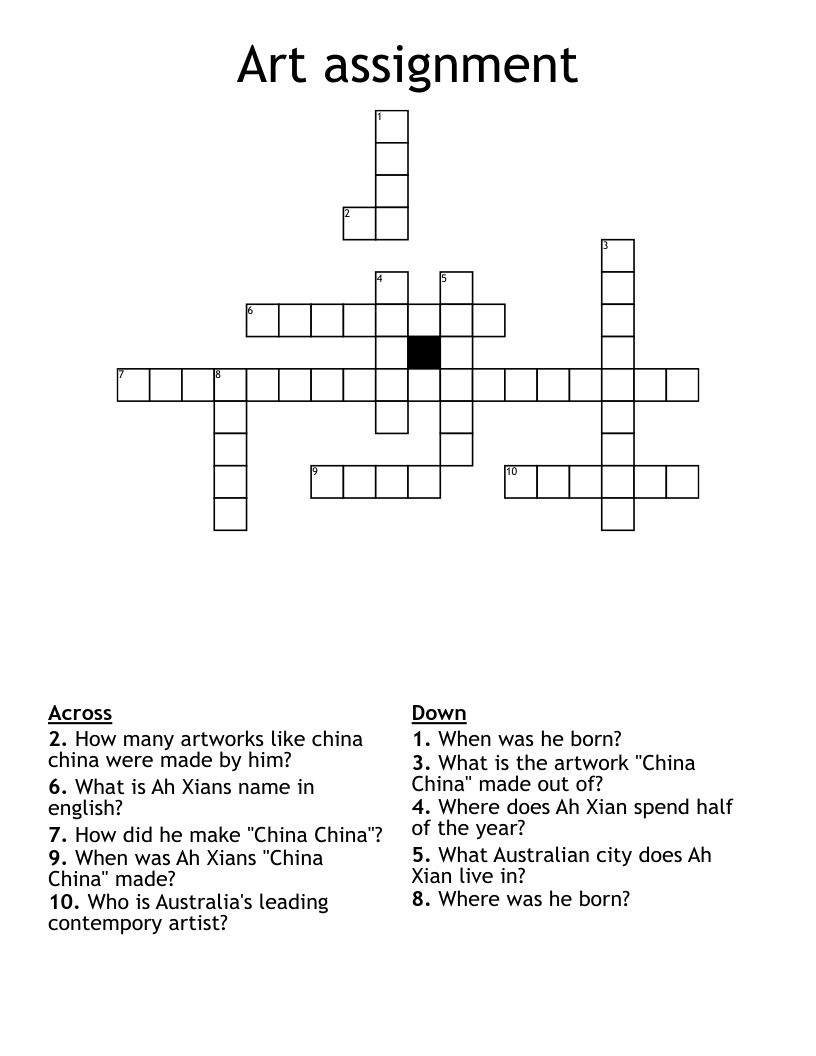 Art assignment Crossword