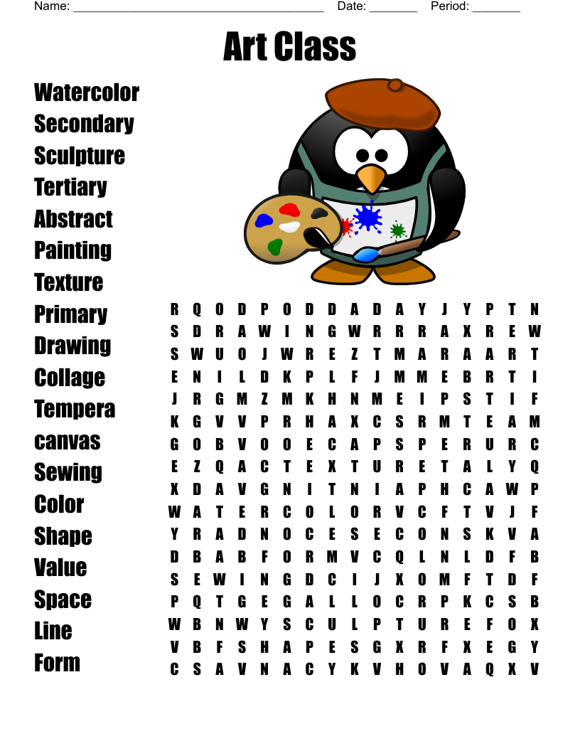 Art Class Word Search