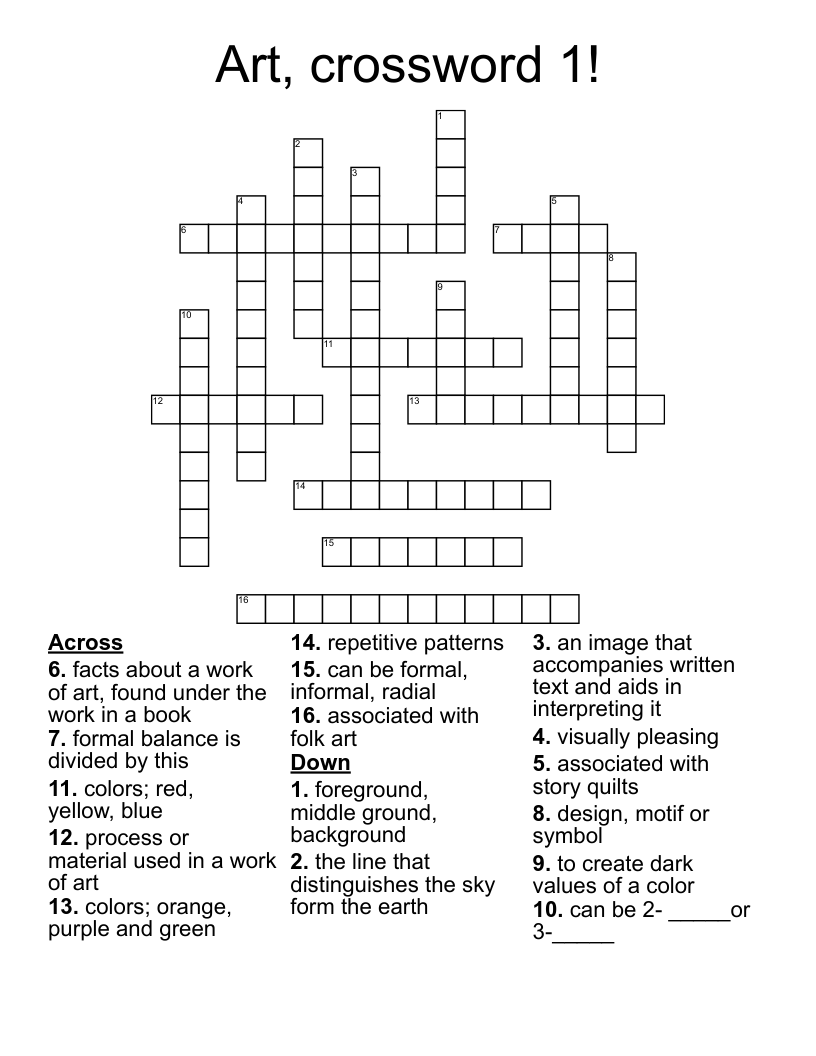Art, crossword 1!