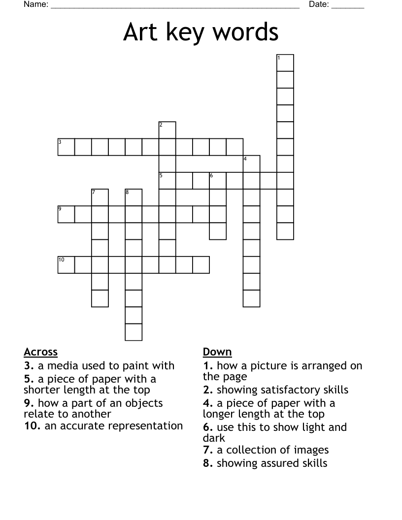 Art key words Crossword