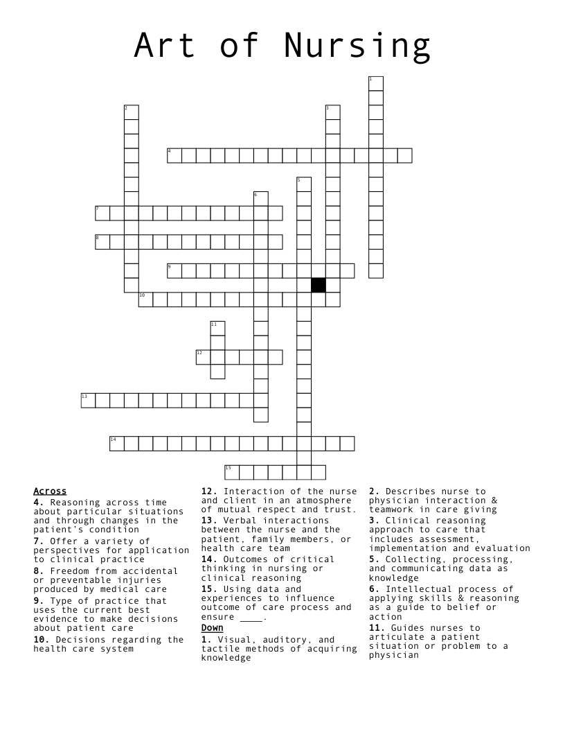 Art of Nursing Crossword
