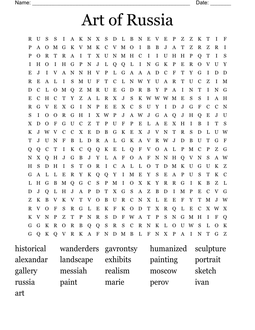 Art of Russia Word Search