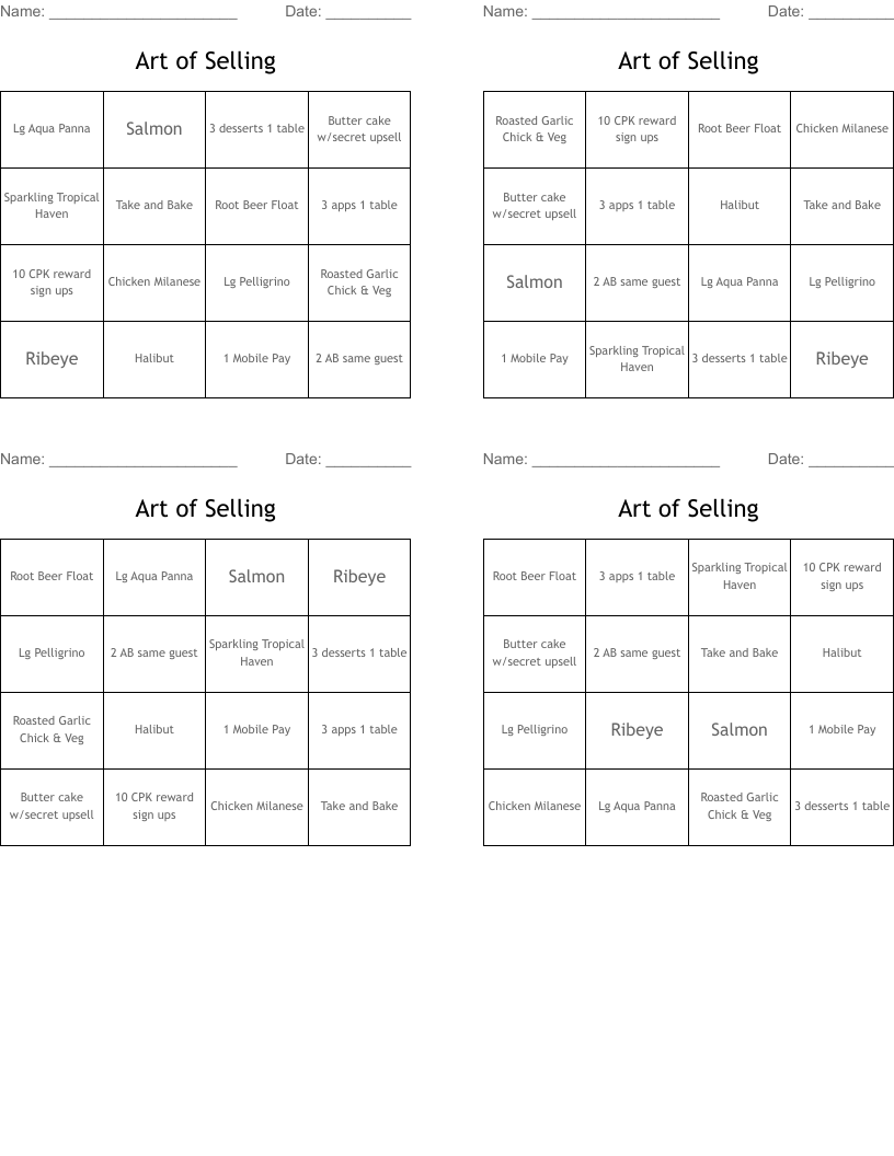 Art of Selling Bingo Cards
