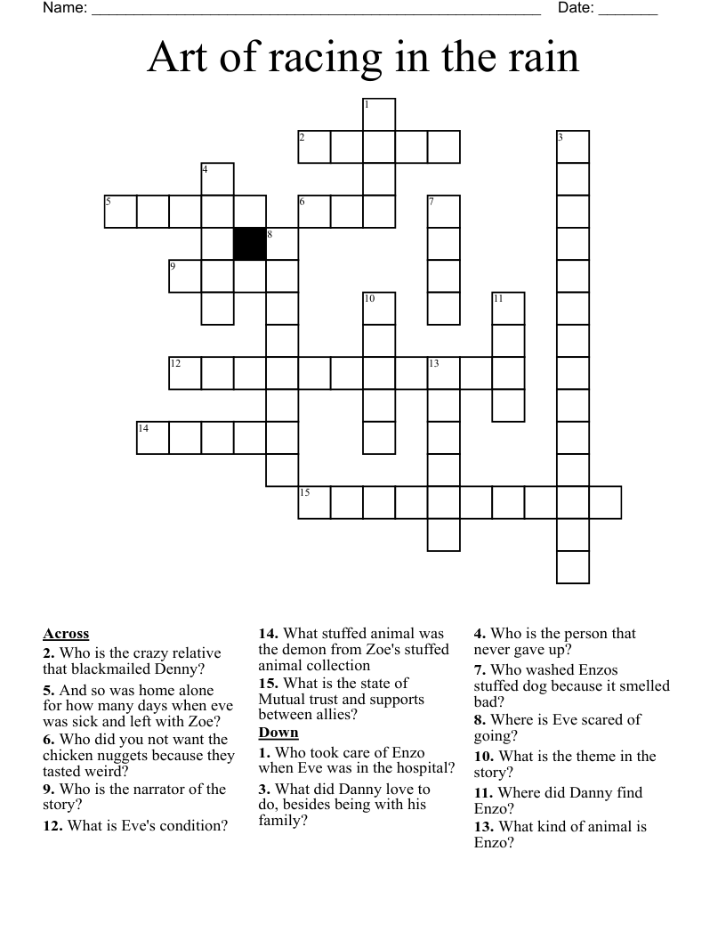 Art of racing in the rain  Crossword