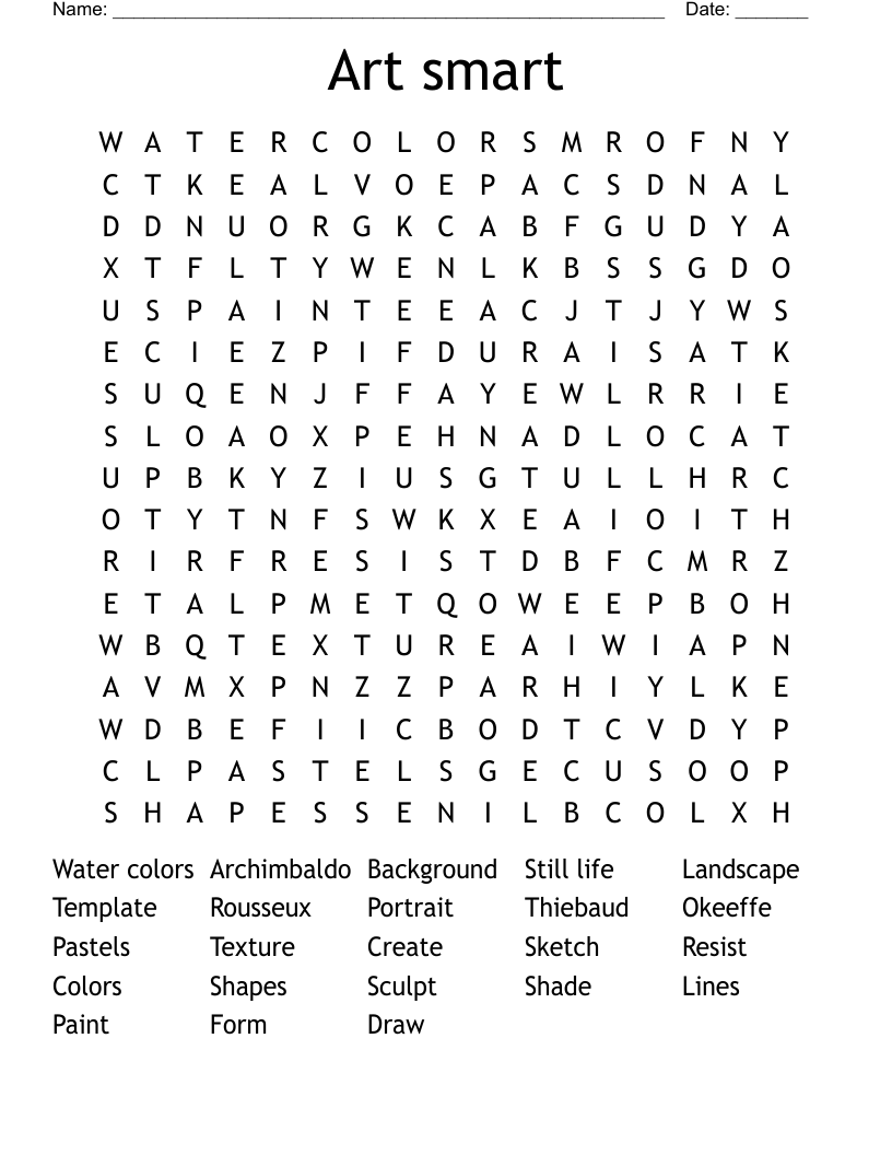 Art smart Word Search