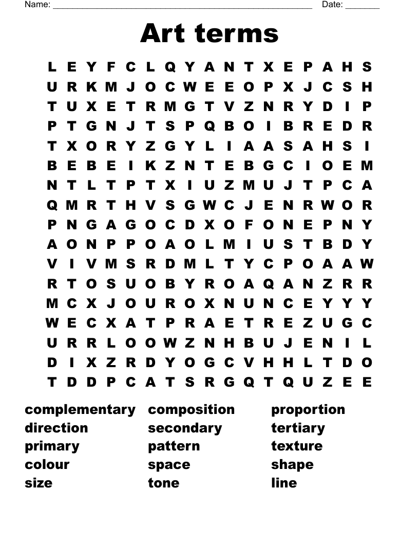 Art terms Word Search