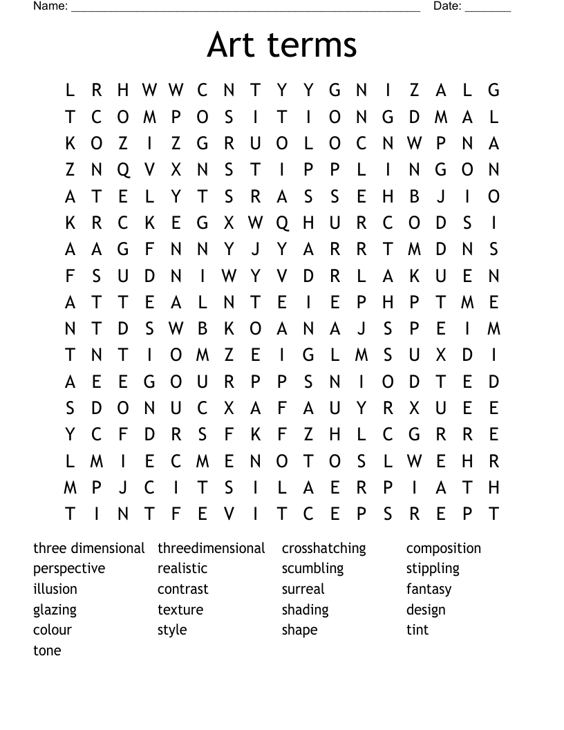 Art terms Word Search