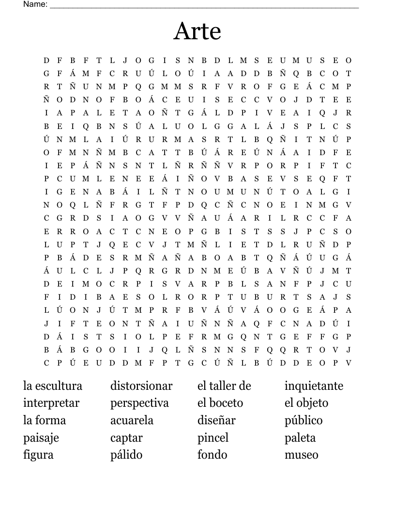 Arte Word Search