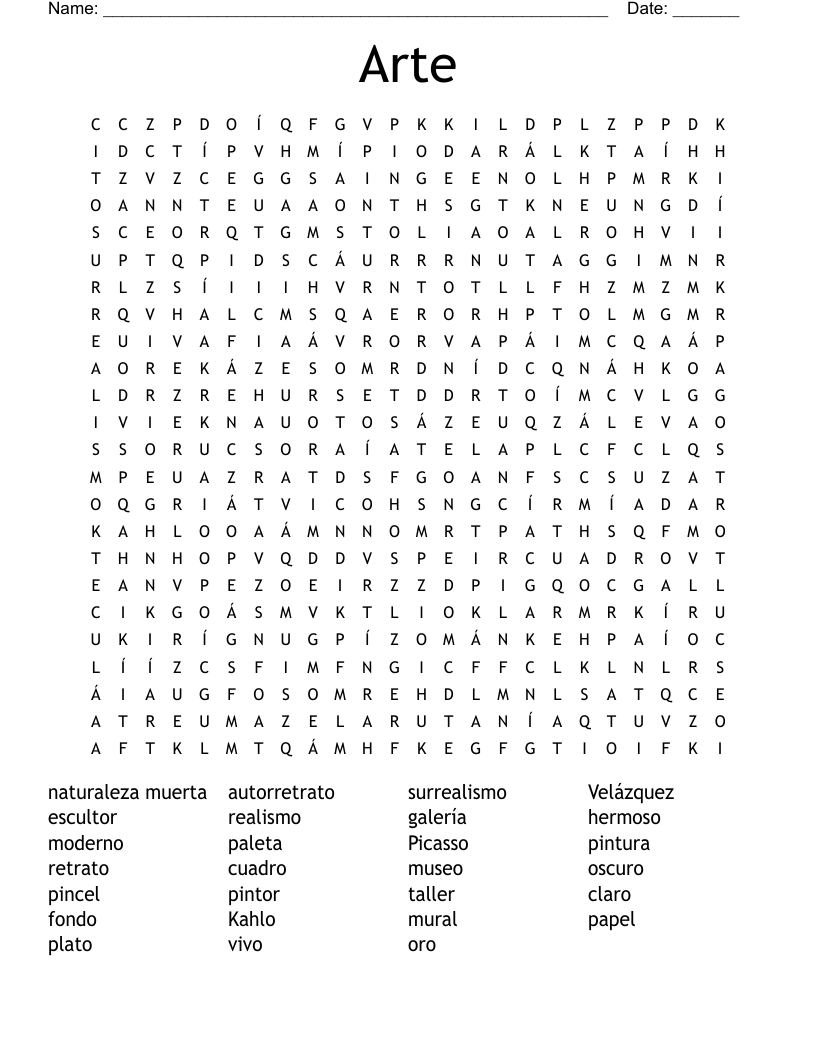 Arte Word Search