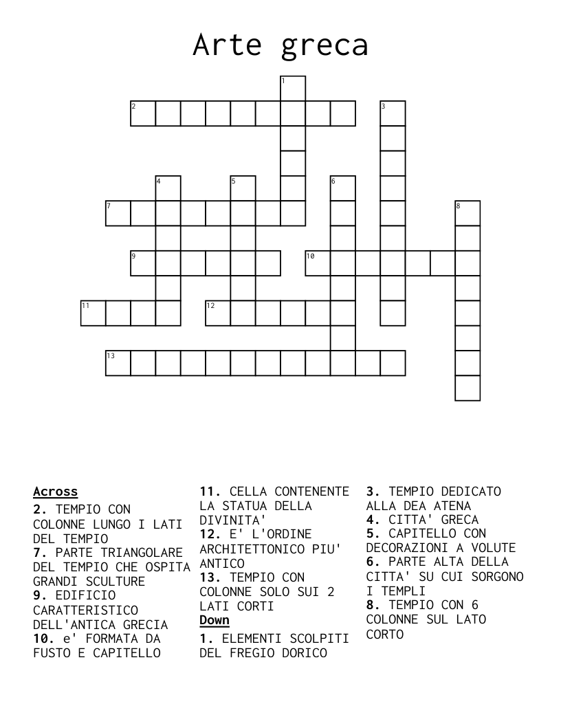 Arte greca Crossword