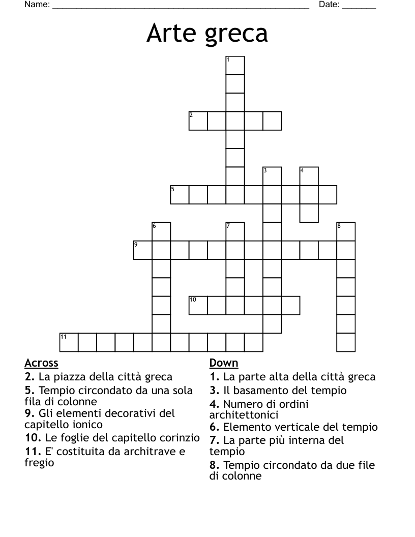 Arte greca Crossword