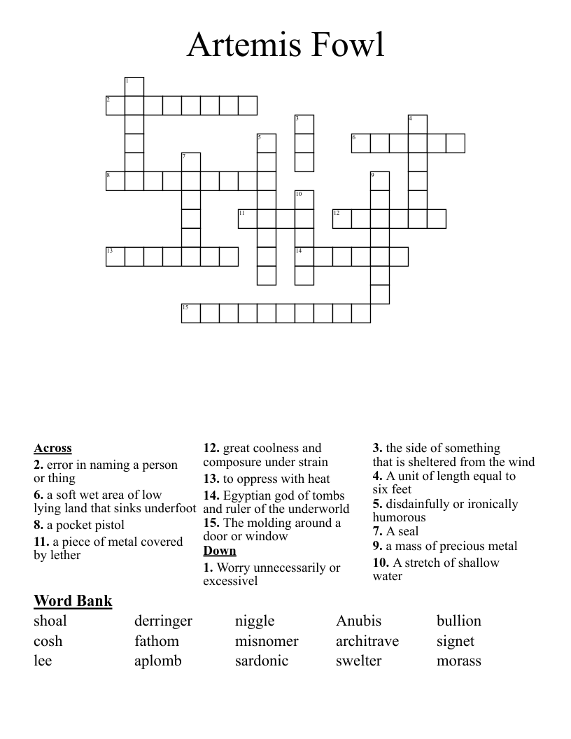 Artemis Fowl Crossword