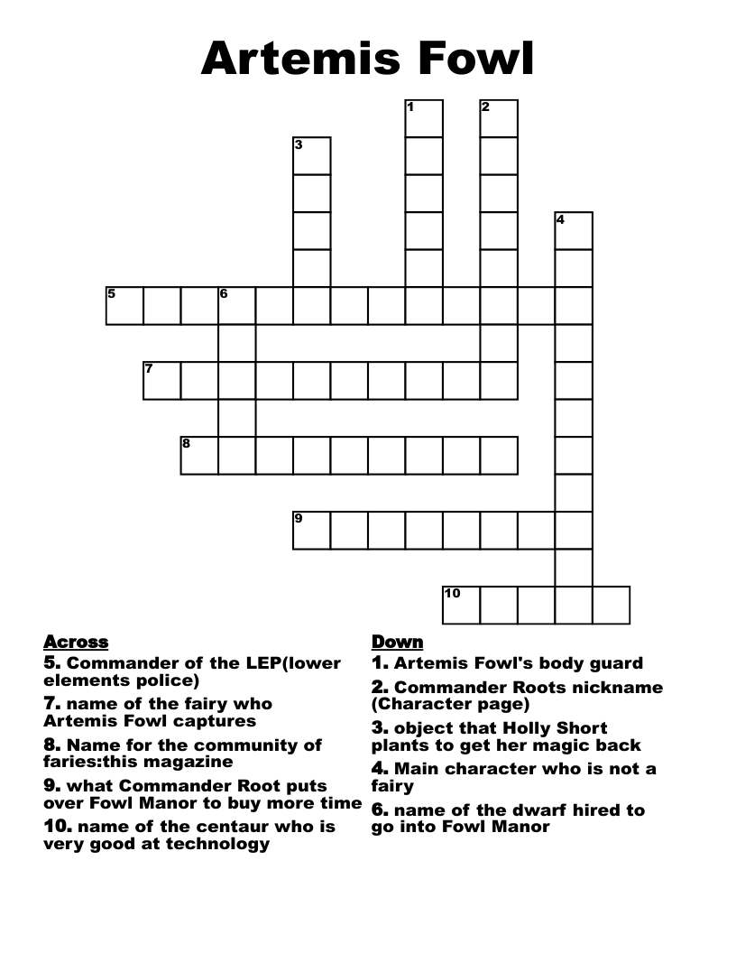 Artemis Fowl Crossword