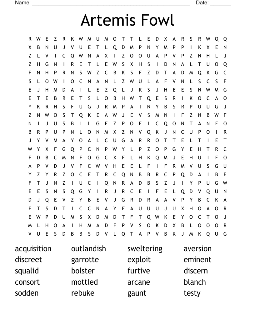 Artemis Fowl Word Search