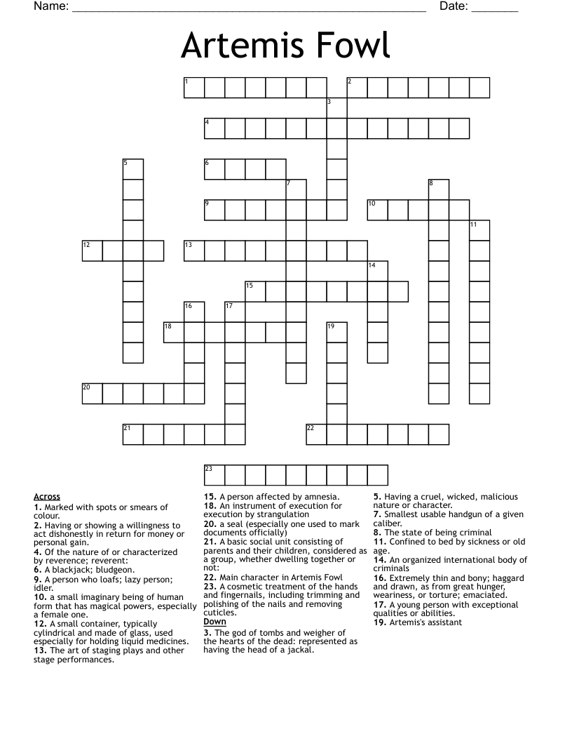 Artemis Fowl Crossword