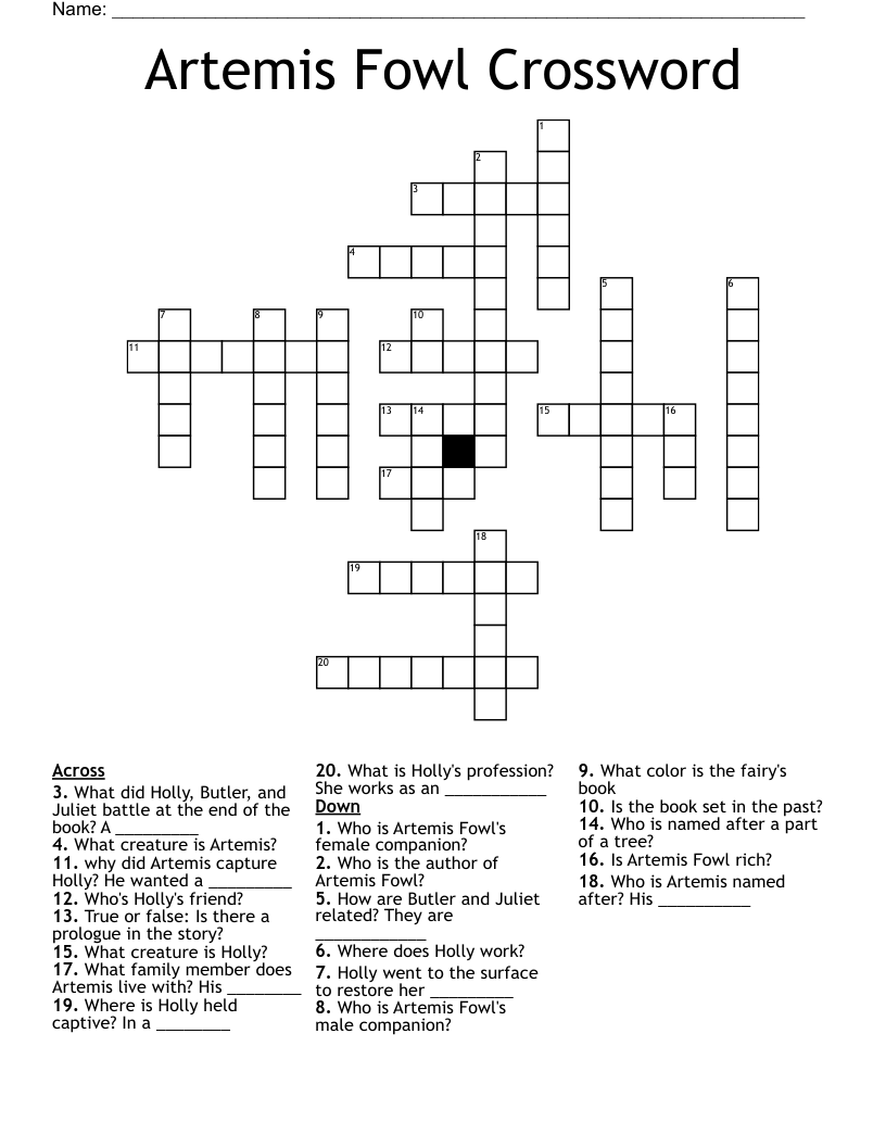Artemis Fowl Crossword