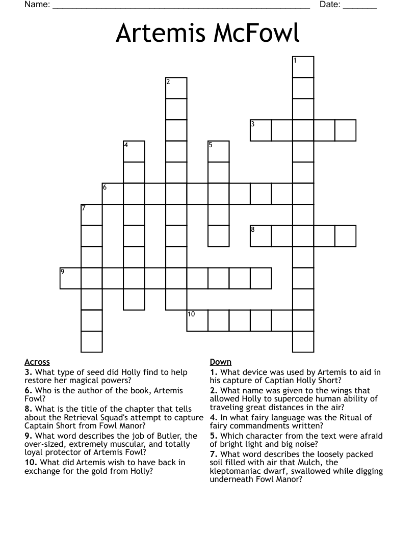 Artemis McFowl Crossword