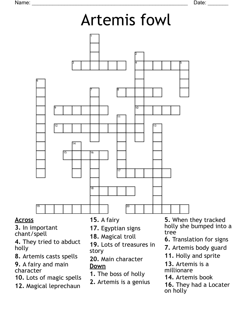 Artemis fowl Crossword