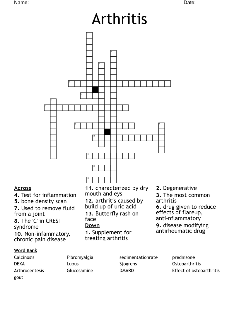 Arthritis Crossword