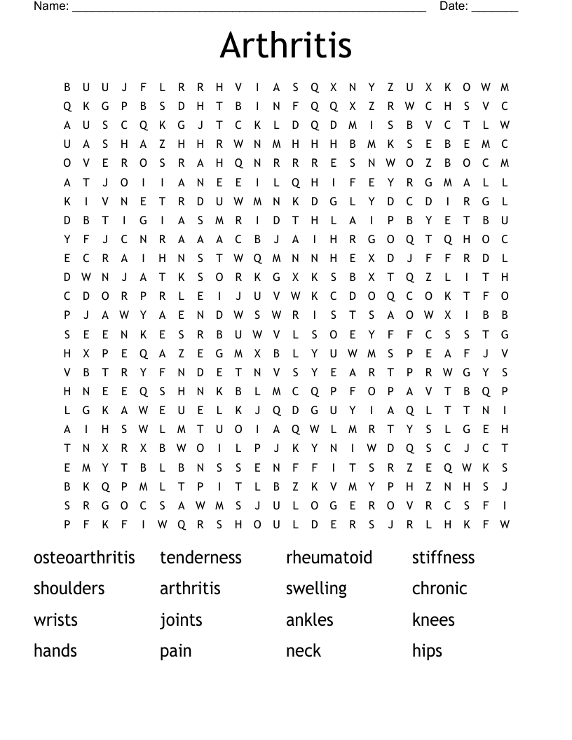 Arthritis Word Search