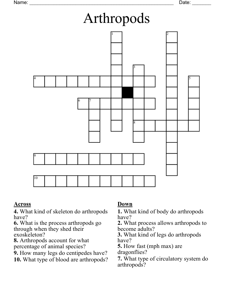 Arthropods Crossword