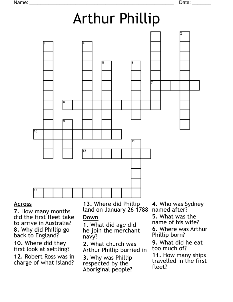 Arthur Phillip Crossword