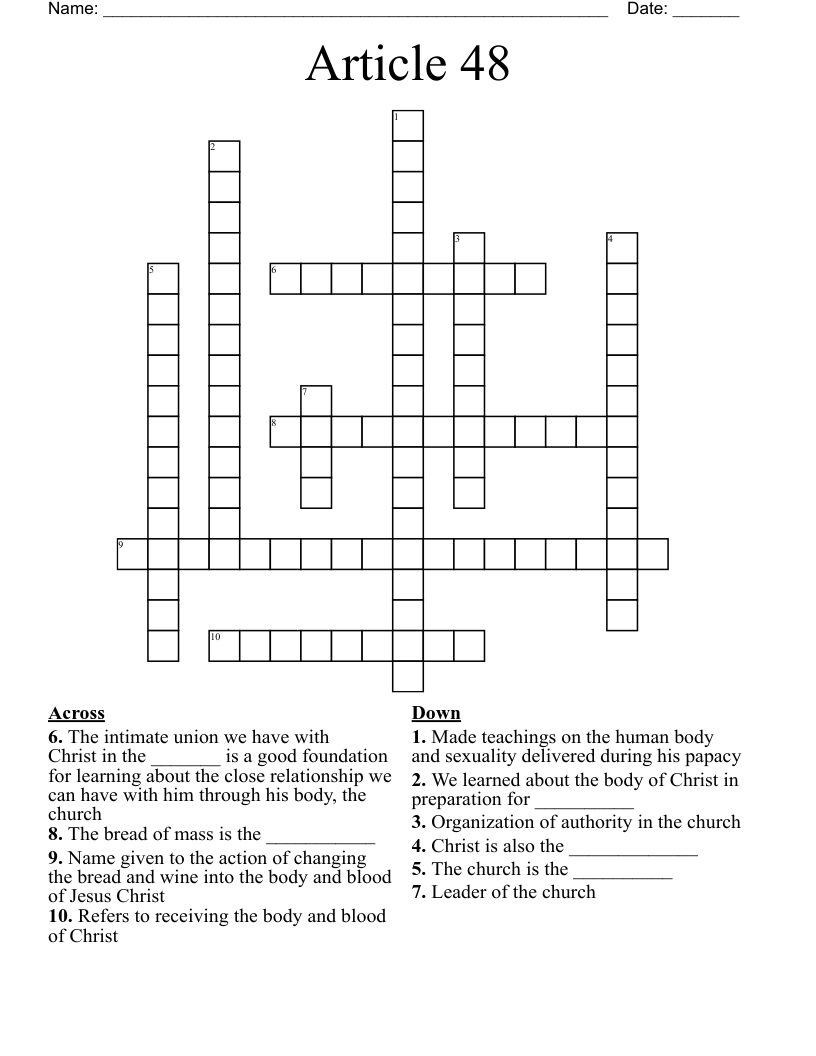 Article 48 Crossword