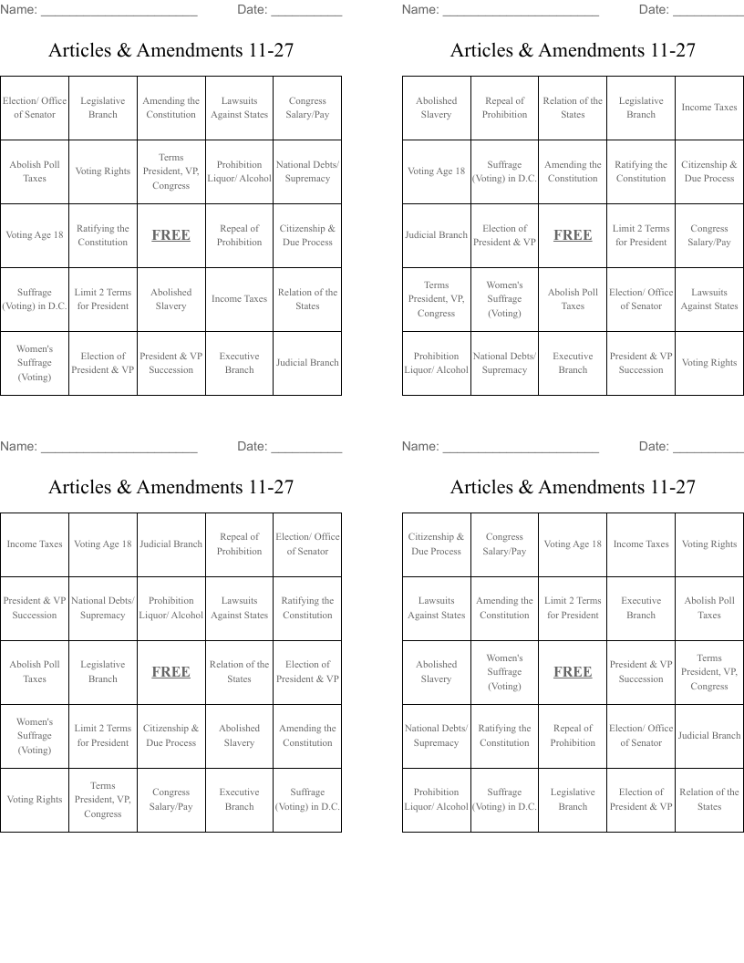 Articles & Amendments 11-27