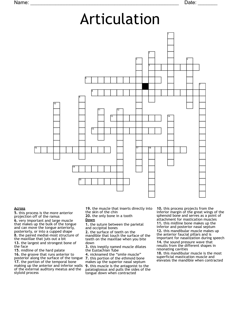 Articulation Crossword